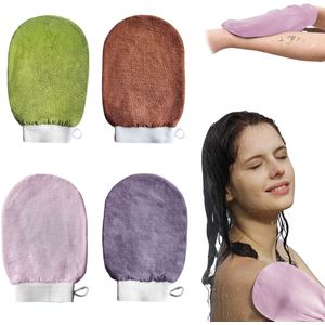 Viscose Scrubhandschoenen - Exfoliërende Body Mitt - Dode Huid Verwijderaar - Douche & Spa Massage - Bad Accessoire - Voor Mannen & Vrouwen -4 Stuks- Ovaal