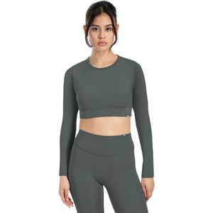 Smilodox - Tisha - Cropped Shirt - Dames - Lange Mouwen - Ronde Hals - Elastische Tailleband