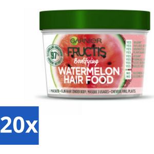 Garnier - Fructis Hair Food Watermelon - 3-in-1 Haarmasker - Futloos Haar - 400 ml - Bulkverpakking - 20 stuks