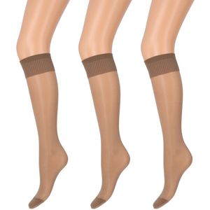 Marianne - Dames Kneehighs Antipress Lycra Panty - 20Den - 3-Pack - Maat One Size - Perle