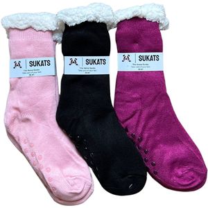 BLACK FRIDAY - Sukats® Huissokken - Homesocks - 3 Paar - Maat 36-41 - Dames Huissokken - Antislip Sokken - Fluffy Sokken - Slofsokken - Variant 42 - Meerdere Maten en Varianten - Verwarmde Sokken