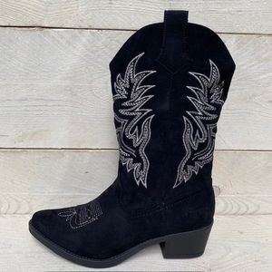 SmileFavorites® Dames Cowboylaarzen met Hak - Suedine - Zwart - Maat 41