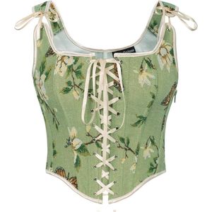 Dames Corset Top Vintage Bloemenprint - Renaissance Stijl Corsage Vest