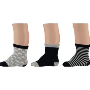 Sokken grijs/blauw unisex, set van 3 paar maat 56-68 (0-6 months)