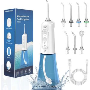 Equivera Waterflosser - Monddouche - Elektrisch Flosapperaat - Water Flosser - Waterflosser Draadloos - Water Flosser Draadloos - Draadloos en Oplaadbaar - Must have voor uw hygiëne!