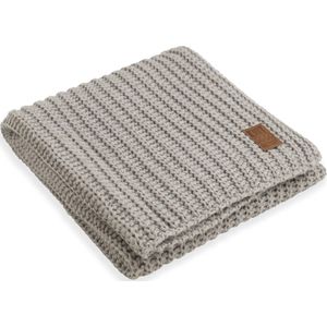 Knit Factory Cody Gebreid Plaid - Woondeken - plaid - Wollen deken - Kleed - Wollen plaid - Iced Clay - 160x130 cm