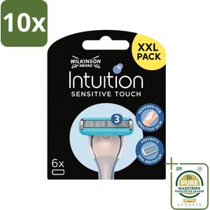 10 x Wilkinson - Navulmesjes Intuition Sensitive Touch - Met Verzorgende Gel - 6 scheermesjes - Grootverpakking - Scheermesjes - Gevoelige Huid - Verzorgende Gel - Aloe Vera - Vitamine E