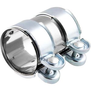 EGoods - Universele RVS Uitlaatklem Diameter 51mm/L 95mm - Dubbele Klem - Reparatieklem Verbinding