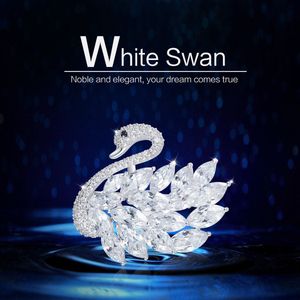 Zilver Broche Zwaan met Swarovski® Kristal