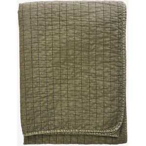 Madam Stoltz - Gestikte Katoenen Sprei 130x180 cm - Khaki Groen