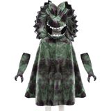 Great Pretenders Verkleedkledij Dilophosaurus cape met klauwen - Groen - Maat 4-6 jaar