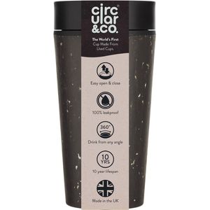 Circular&Co. herbruikbare to go koffiebeker (rCUP) zwart 340ml