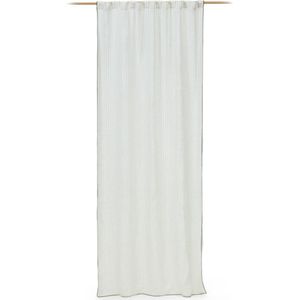 Kave Home - Adra gordijn in wit gestreept linnen en katoen met borduurwerk 140 x 270 cm
