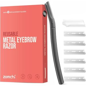 Wenkbrauwscheermesjes voor Gezicht - Precisie Wenkbrauwtrimmer voor mannen en vrouwen - 6 Vervangbare Messen - Zwart