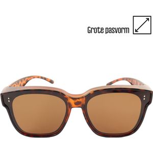 Montour Overzet Zonnebril - Dames - Heren - COCO - Bruin - Vierkant Model - Pasvorm Groot - Overzetzonnebrillen - Unisex