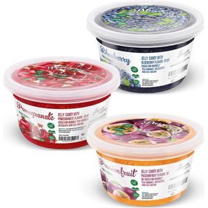 Inspire Food Company - Bubble tea - Bubble Tea Parels - Popping Boba Pearls - Popping Fruitparels - Passievrucht, Granaatappel, Blauwe Bessen - 3 x 450 gram