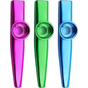 3 Stuks - Kazoo-muziekinstrument metaal - Metaal blauw, groen, paars