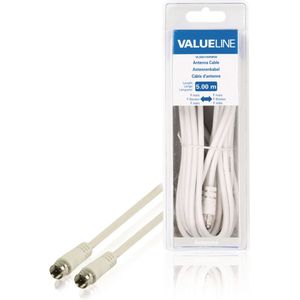 Valueline VLSB41000W50 Antennekabel F Mannelijk - F Mannelijk 5,00 M Wit