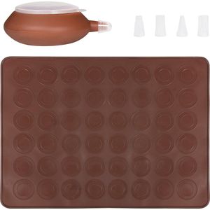 Krumble Macaron bakset / Macaron bakmat / Spuitzak / Spuitzak met mondjes / Bakken / Garneergerei / Bakgerei / Taartdecoratie - 28 x 37 (lxb) - Met 4 spuitmondjes