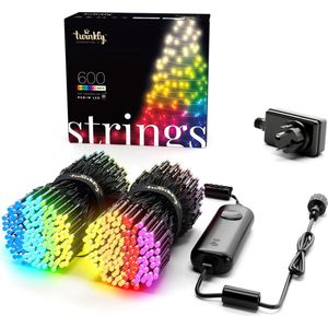 Twinkly Strings Lichtsnoer - 48M - LED Verlichting - RGB & Warm Licht - Dimbaar - Binnen & Buiten - Bluetooth Wifi - Werkt met Homekit, Homey, Google Home, Razer Chroma - Zwart