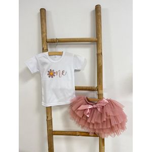 Verjaardag setje meisje-verjaardag outfit kind-tutu set deep pink-verjaardag jurk-fotoshoot kleding kind-cakesmash kleding meisje-eerste verjaardag-1 jaar-one-birthday girl-set Daisy (mt 80)