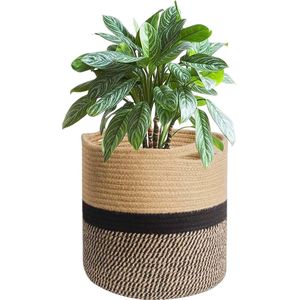 Geweven Kamerplantenmand van Katoenen Touw - Decoratieve Plantenpot en Opbergmand voor Binnen - 20 cm