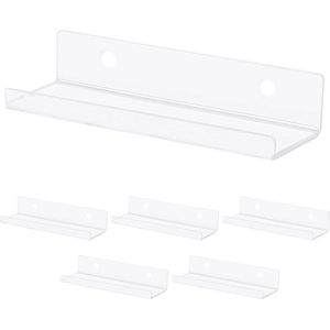 Drijvende Acryl Vinylplatenwandplank - Helder - 6 stuks .