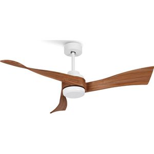 CREATE WINDLIGHT CURVE DC - Plafondventilator 40W Silent 132 cm - Wit & Donker hout - WIFI