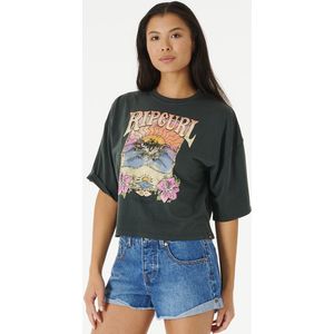 Rip Curl Dames T-Shirt Barrelled Heritage Crop - Washed Black