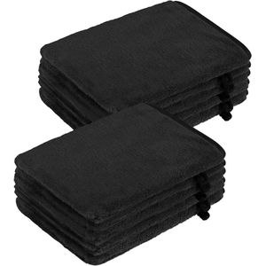 Inovra - Set van 10 zwarte microvezel washandjes voor gezichtsverzorging en make-up verwijderen