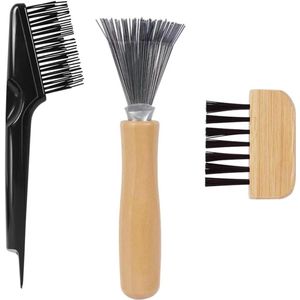 Orivio - Haarborstel Reiniger Set, Dubbelzijdige Borstelreiniger voor Thuis en Salon Gebruik met 3 Stuks