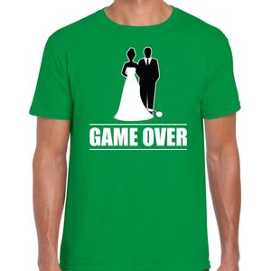 Bellatio Decorations vrijgezellen feest t-shirt heren - Game Over - groen - bachelor party/bruiloft S