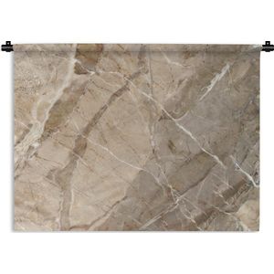 Wandkleed - Wanddoek - Steen - Wit - Bruin - Graniet - 60x45 cm - Wandtapijt