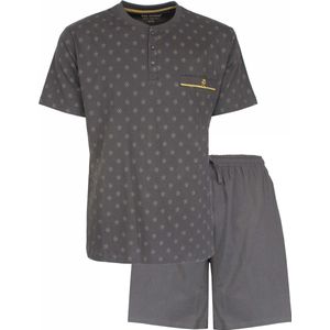 Paul Hopkins Heren Shortama - Geprint Dessin - Polo Sluiting - Grijs - Maat M