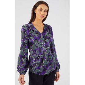 Damart - Satijnen blouse, aansluitend in de taille - Dames - Violet - 38