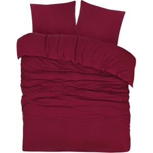 DoubleDry - Dekbedovertrek - Bordeaux - 100% Katoen - Eenpersoons