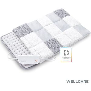 Wellcare 120235 Rustgevende verwarmingskussen met geweven patchwork hoes | 4D DWF-technologie | 30 x 40 cm | Comfortabel fleece, mesh, baby en gevlochten fleece