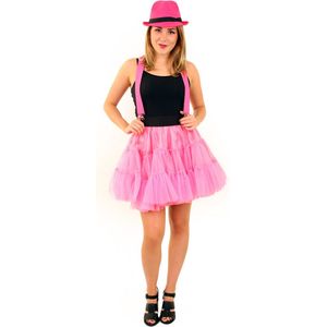 PartyXplosion - Rock & Roll Kostuum - Rock And Roll Petticoat 3 Lagen Roze Vrouw - Roze - One size - Carnavalskleding - Verkleedkleding