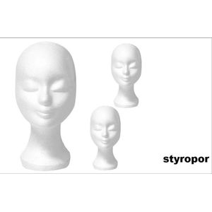 Pruikenhouder tempex wit (styropor) per 3 stuks