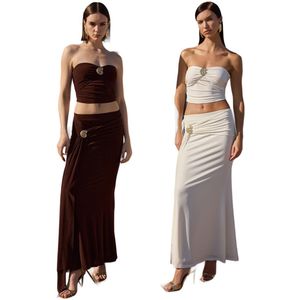 Trendyol Gelimiteerde Editie Bruine, Gedetailleerde Strapless Gebreide Chique Blouse Met Accessoires Tprss25Bz00032