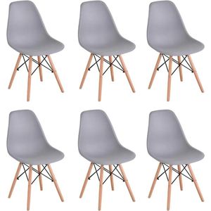 AllinShop® - Eetkamerstoelen - Stoel - Tuinstoel - Set Van 6 - Eettafel - Kuipstoel - Grijs - 46x41x83CM