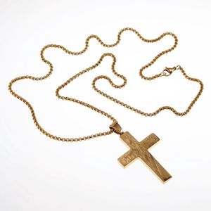 65cm X 2,5mm Jacseron Ketting + Kruishanger Heren - Stalen Goud Kleur