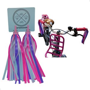 Entergoods® Stuurslingers - Fiets Versiering Kinderen - Stuurversiering Slingers - Handvat Streamers voor Meisjes - Prinsessen Franjes Paars Roze - 2 Stuks - 24 CM - Stuurslingers voor Kinderfiets