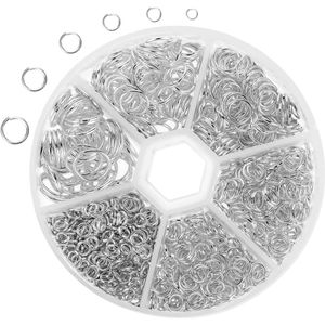 970 stuks bindringen in 6 maten voor sieraden maken (zilver)