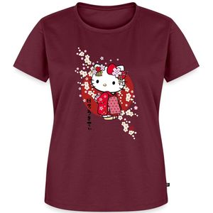 Hello Kitty In Een Rode Kimono En Kersenbloesems Premium T Shirt Dames