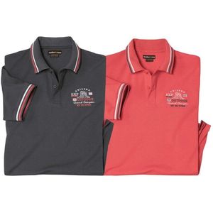 ATLAS FOR MEN - Set van 2 polo’s van piquéstof - Heren - Verkrijgbaar in grote maten - L