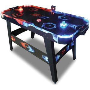 Airhockey tafel Fire & Ice - Air hockey speeltafel met led-lichteffecten - LED Air Hockey met geventileerd speelveld, verlichte pucks en elektronische puntenteller - gewicht 18 kg, effen