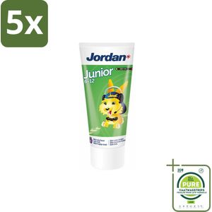 5 x Jordan - Junior - Tandpasta - 6-12 jaar - 50 ml - Grootverpakking - Tandpasta Voor Kinderen - Tandenpoetsen - Wisselgebit - Fluoride Tandpasta - Kindertandpasta