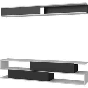 TV Meubel - Stijlvol Zwart & Wit Design - Ruime Afmetingen 176x39x31,5cm - Duurzaam Melamine Materiaal