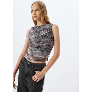 Koton - Top - Zwart/Wit - Haltertop - Bloemenprint - Mouwloos